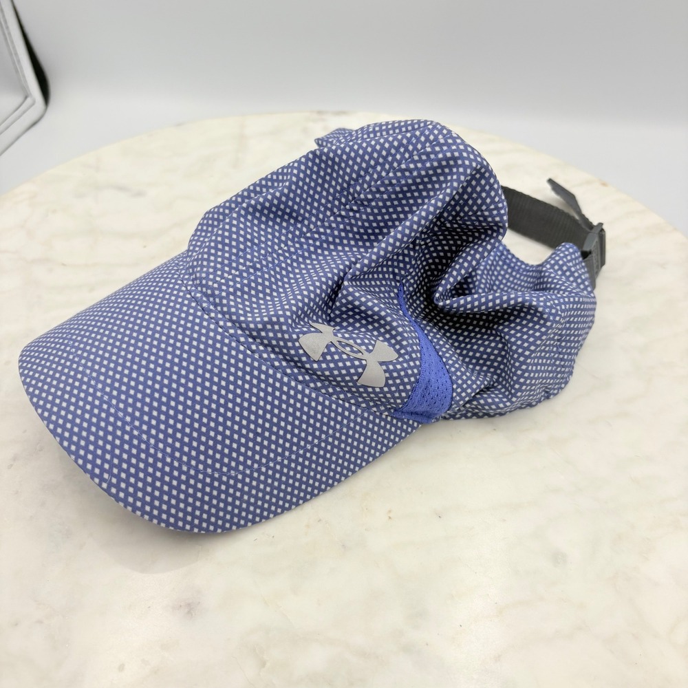 Under Armour Running Hat Youth One Size Blue Pattern Dri Fit Adjustable Mesh Cap